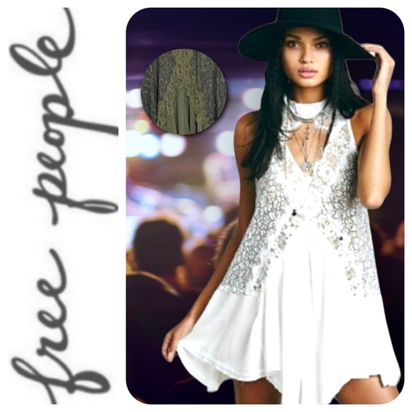 Free People Tops - *RARE* Free People Tell Tale Heart Lace Mini Tunic Sleeveless Dress, M - BNWOT